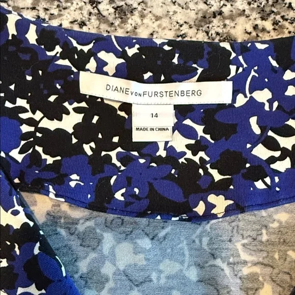 Diane Von Furstenberg Cotton/Silk Reina Mini A-line Dress w/long sleeves Sz-14 - Picture 5 of 11